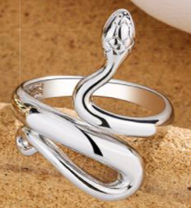 Simple Silver Snake Ring
