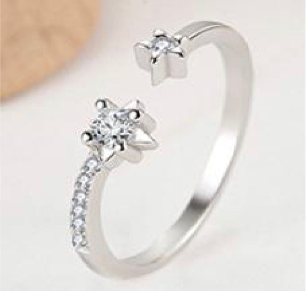Simple Silver Star Adjustable Ring
