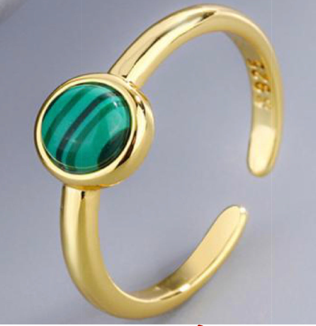 Gold Malachite Adjustable Ring