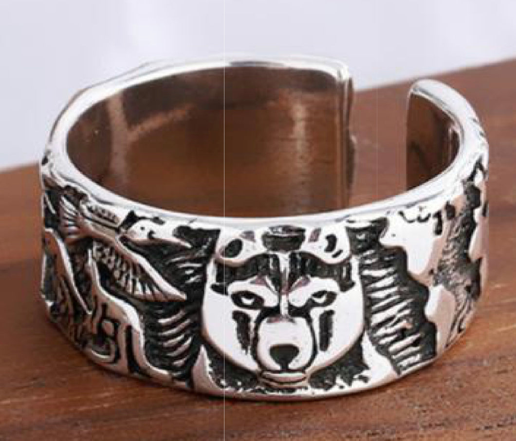 Silver Chunky Wolf Ring