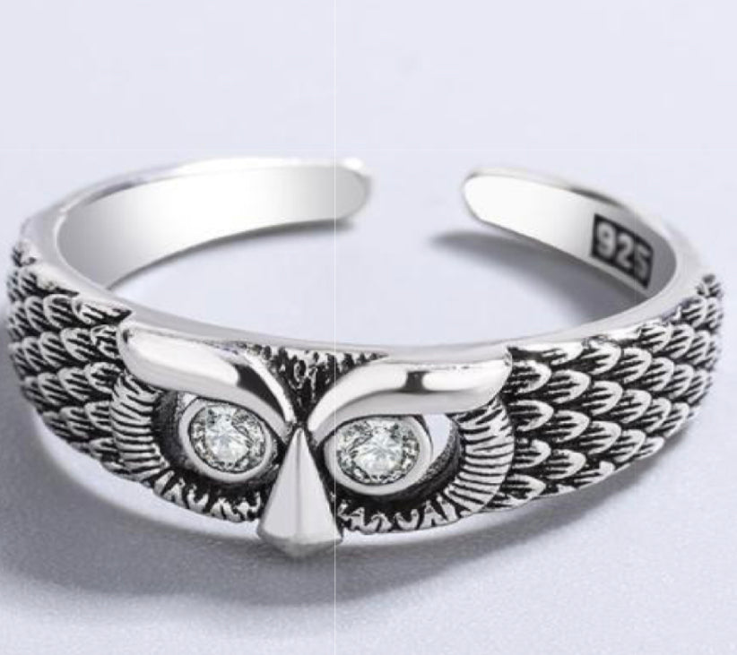 Silver Owl Adjustable Ring