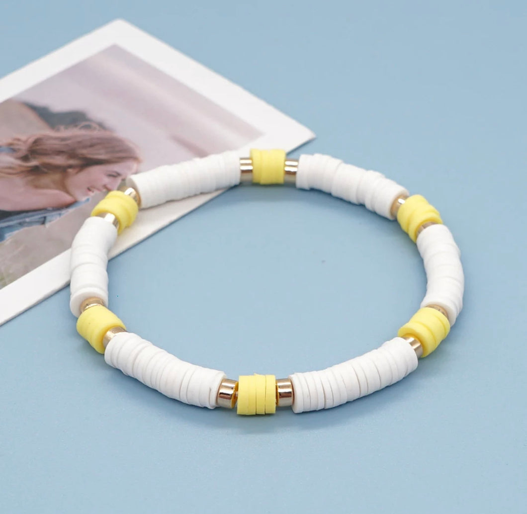 White Yellow & Gold Beach Bracelet