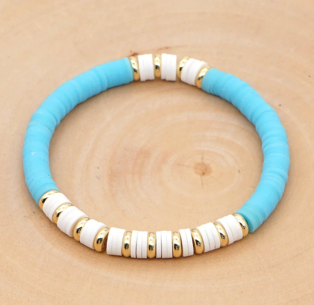 Blue White & Gold Beach Bracelet