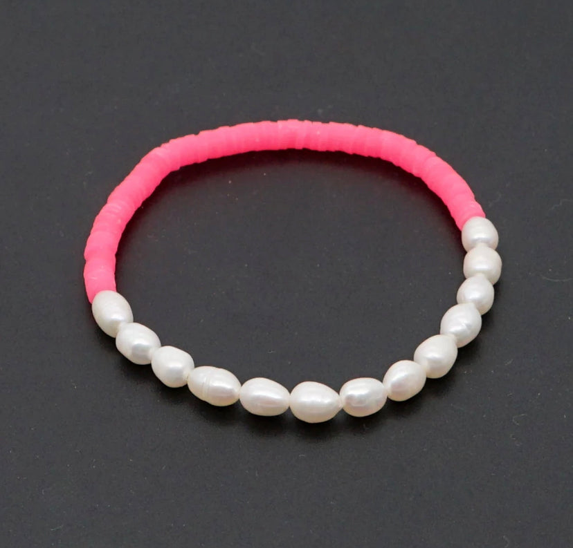 Hot Pink Freshwater Pearl Bracelet