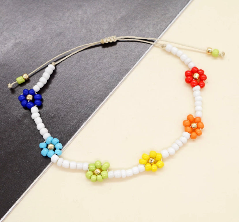 Rainbow Daisy Adjustable Bracelet